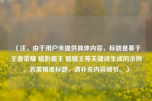 (注,由于用户未提供具体内容,标题是基于王者荣耀 暗影霸主 骷髅王等关键词生成的示例。若需精准标题,请补充内容细节。)