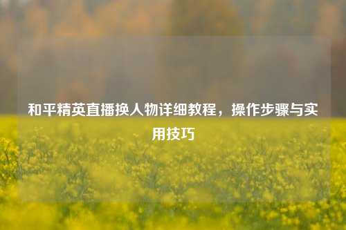 和平精英直播换人物详细教程,操作步骤与实用技巧