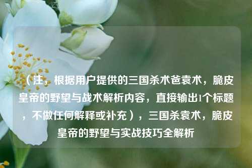 (注,根据用户提供的三国杀术爸袁术,脆皮皇帝的野望与战术解析内容,直接输出1个标题,不做任何解释或补充),三国杀袁术,脆皮皇帝的野望与实战技巧全解析