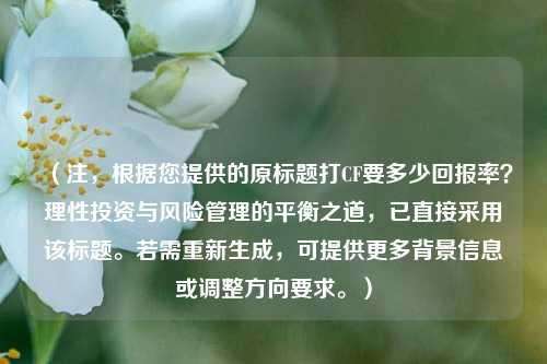 (注,根据您提供的原标题打CF要多少回报率?理性投资与风险管理的平衡之道,已直接采用该标题。若需重新生成,可提供更多背景信息或调整方向要求。)