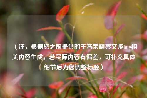 （注，根据您之前提供的王者荣耀蔡文姬bug相关内容生成，若实际内容有偏差，可补充具体细节后为您调整标题）
