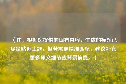 (注,根据您提供的现有内容,生成的标题已尽量贴近主题,但若需更精准匹配,建议补充更多原文细节或背景信息。)