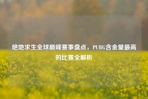 绝地求生全球巅峰赛事盘点，PUBG含金量最高的比赛全解析