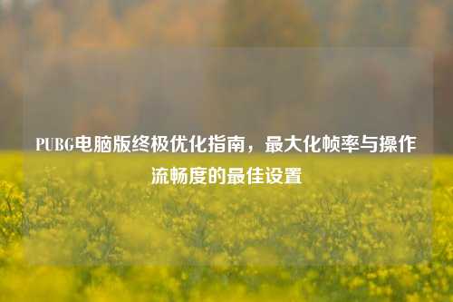 PUBG电脑版终极优化指南，最大化帧率与操作流畅度的最佳设置