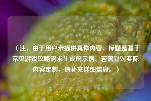 （注，由于用户未提供具体内容，标题是基于常见游戏攻略需求生成的示例。若需针对实际内容定制，请补充详细信息。）