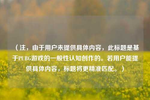 （注，由于用户未提供具体内容，此标题是基于PUBG游戏的一般性认知创作的。若用户能提供具体内容，标题将更精准匹配。）