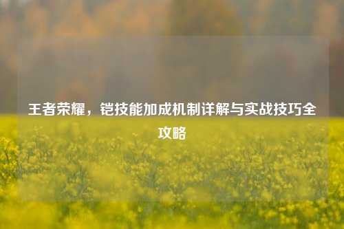 王者荣耀,铠技能加成机制详解与实战技巧全攻略