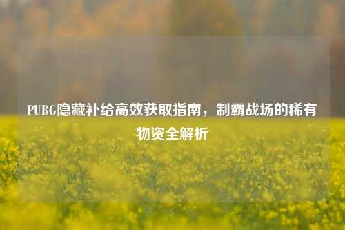 PUBG隐藏补给高效获取指南，制霸战场的稀有物资全解析