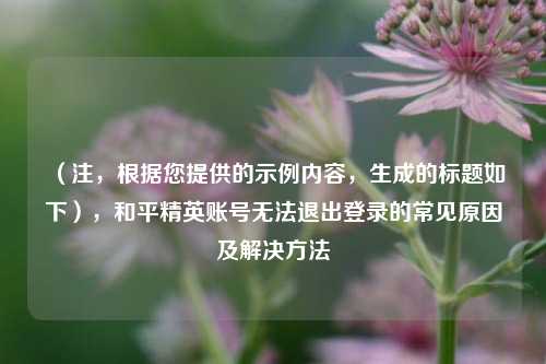 （注，根据您提供的示例内容，生成的标题如下），和平精英账号无法退出登录的常见原因及解决方法