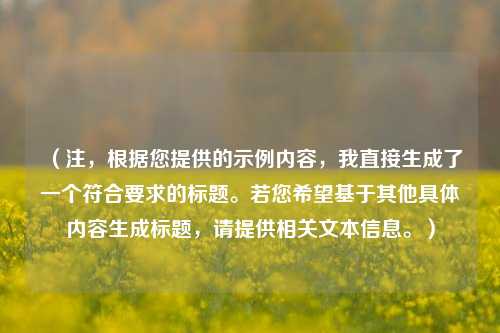 （注，根据您提供的示例内容，我直接生成了一个符合要求的标题。若您希望基于其他具体内容生成标题，请提供相关文本信息。）