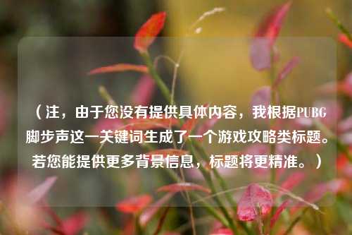 （注，由于您没有提供具体内容，我根据PUBG脚步声这一关键词生成了一个游戏攻略类标题。若您能提供更多背景信息，标题将更精准。）