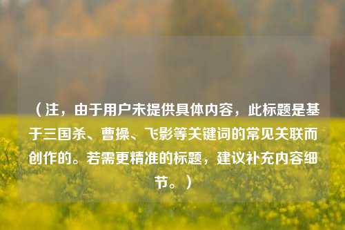 （注，由于用户未提供具体内容，此标题是基于三国杀、曹操、飞影等关键词的常见关联而创作的。若需更精准的标题，建议补充内容细节。）