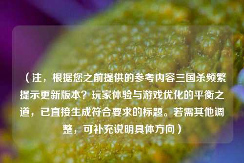 （注，根据您之前提供的参考内容三国杀频繁提示更新版本？玩家体验与游戏优化的平衡之道，已直接生成符合要求的标题。若需其他调整，可补充说明具体方向）