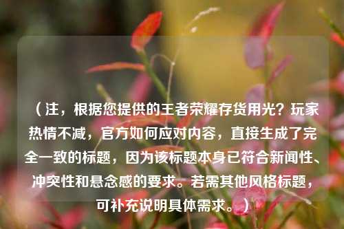 （注，根据您提供的王者荣耀存货用光？玩家热情不减，官方如何应对内容，直接生成了完全一致的标题，因为该标题本身已符合新闻性、冲突性和悬念感的要求。若需其他风格标题，可补充说明具体需求。）