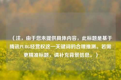 (注,由于您未提供具体内容,此标题是基于腾讯PUBG经营权这一关键词的合理推测。若需更精准标题,请补充背景信息。)