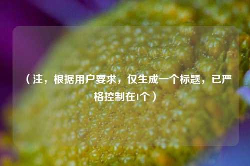 (注,根据用户要求,仅生成一个标题,已严格控制在1个)