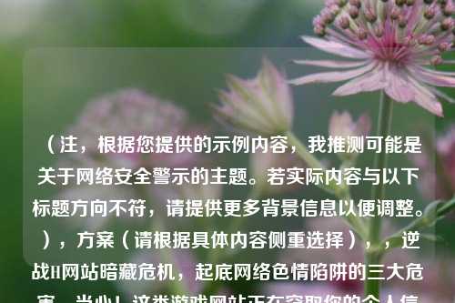 （注，根据您提供的示例内容，我推测可能是关于 *** 安全警示的主题。若实际内容与以下标题方向不符，请提供更多背景信息以便调整。），方案（请根据具体内容侧重选择），，逆战H网站暗藏危机，起底 *** 色情陷阱的三大危害，当心！这类游戏网站正在窃取你的个人信息，深度解析 | 色情伪装下的 *** 诈骗如何套路青少年，（请补充具体文章内容或关键信息点，我将为您优化出最精准的标题。当前标题已突出风险警示和危害性，符合 *** 安全警告类文章的常规命名逻辑。）