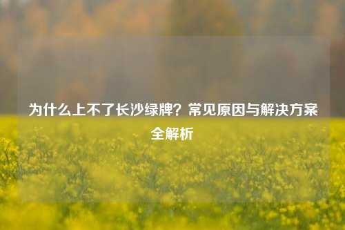 为什么上不了长沙绿牌?常见原因与解决方案全解析