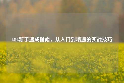 LOL新手速成指南,从入门到精通的实战技巧